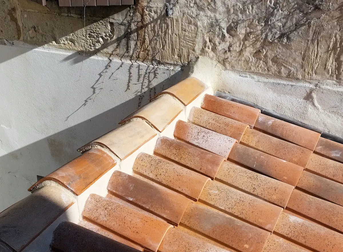 Réparation de faîtage au mortier de chaux traditionnel à Beurlay (17)